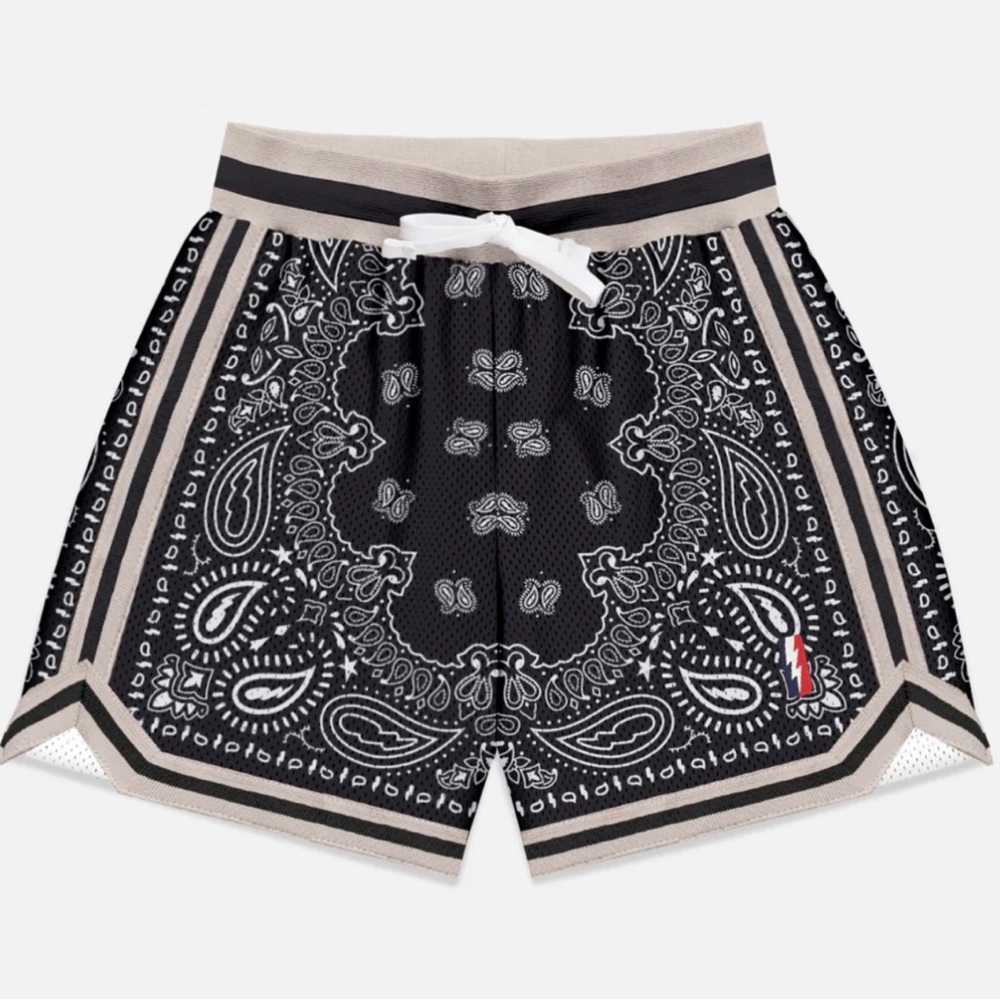SOLD - Black Paisley Athletic Shorts